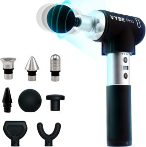 VYBE Pro massage gun with attachments