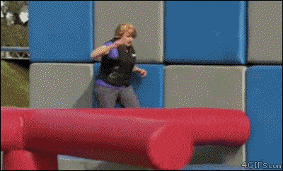 person failing in an obstacle course