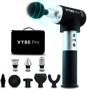 VYBE Pro massage gun with attachments